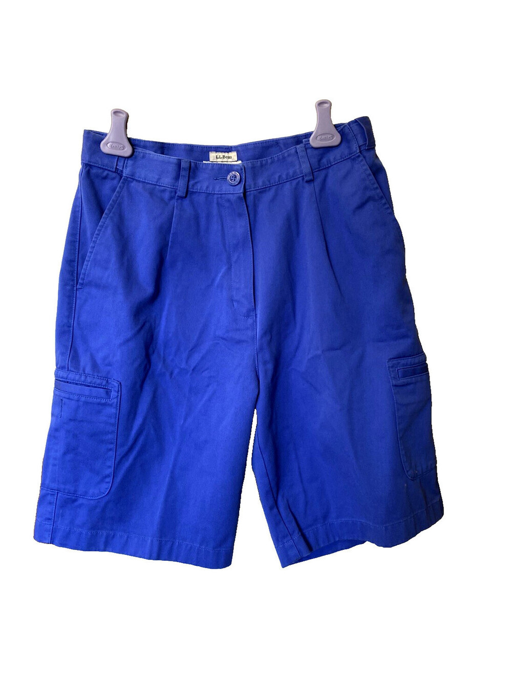 LL Bean Cargo Shorts Youth 8 Reg Original Fit Blue Cotton Side Pockets Mid Rise